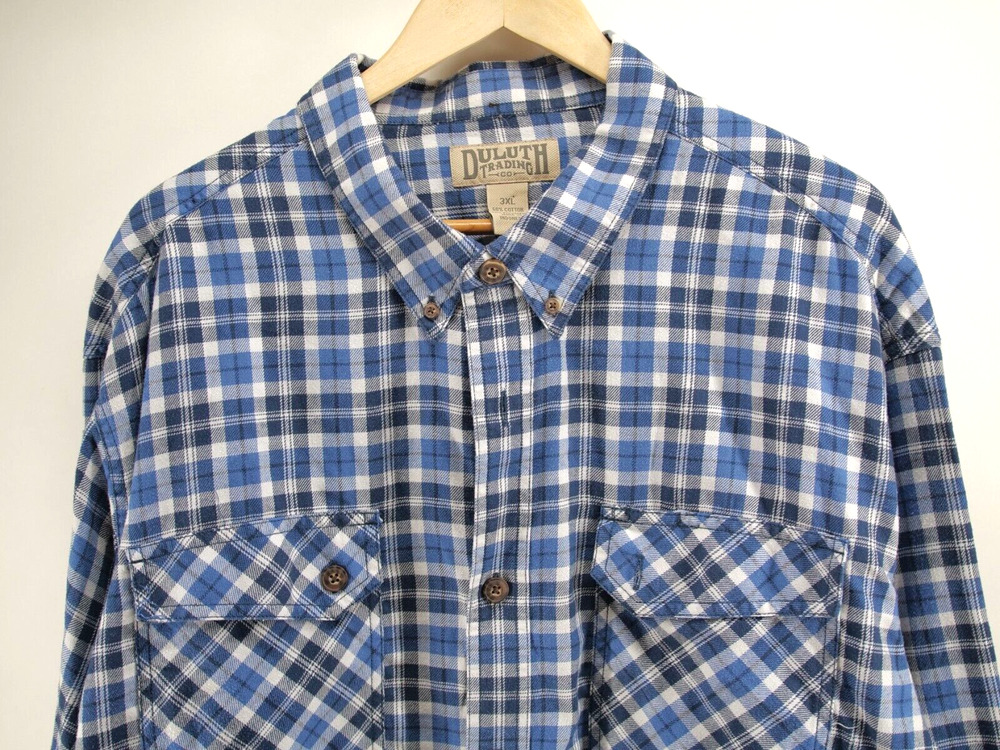 Duluth Trading Mens 3XL Flannel Shirt Jacket Blue Plaid